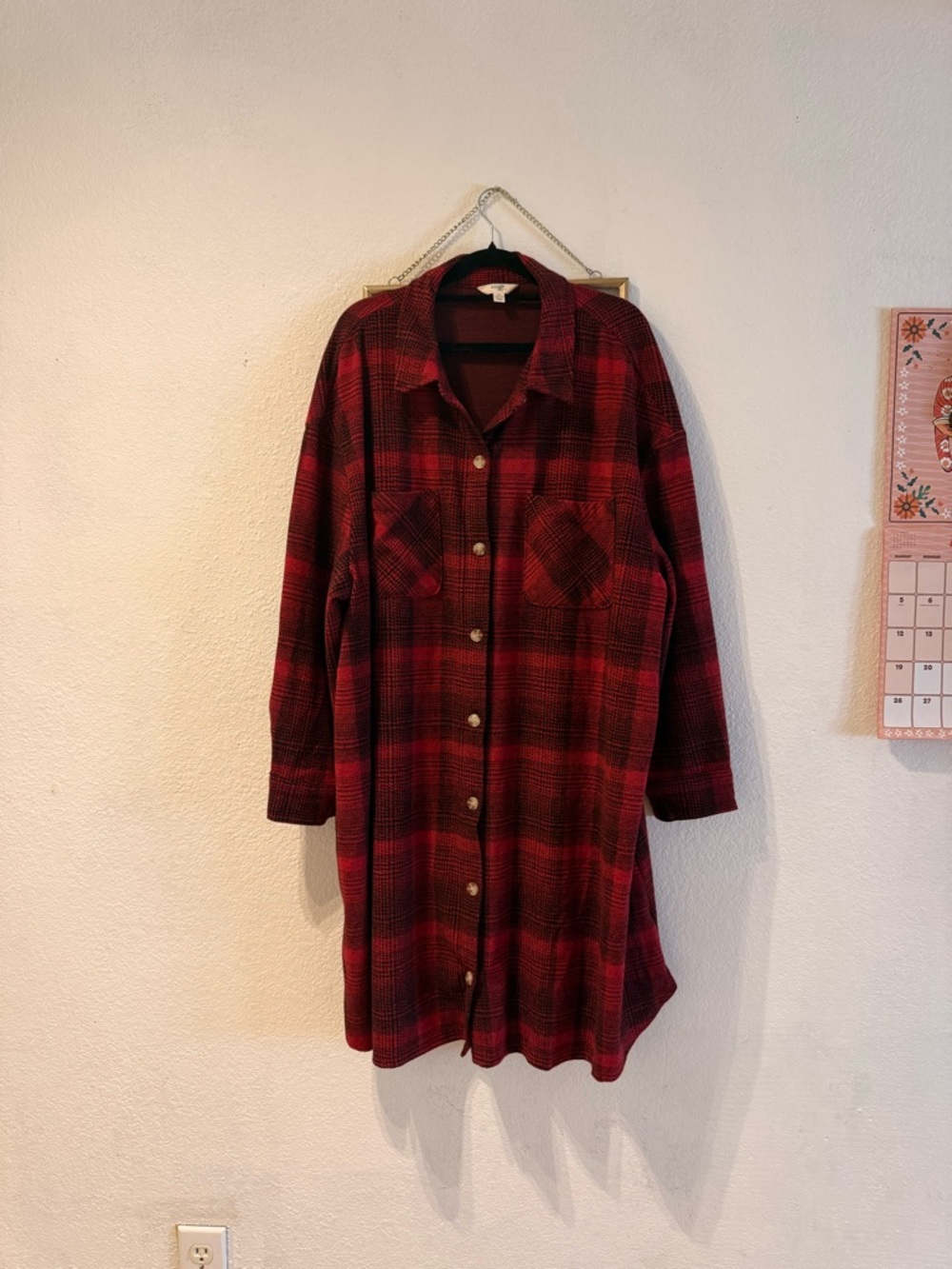 Terra & Sky Red and Black Plaid Long Sleeve Tunic